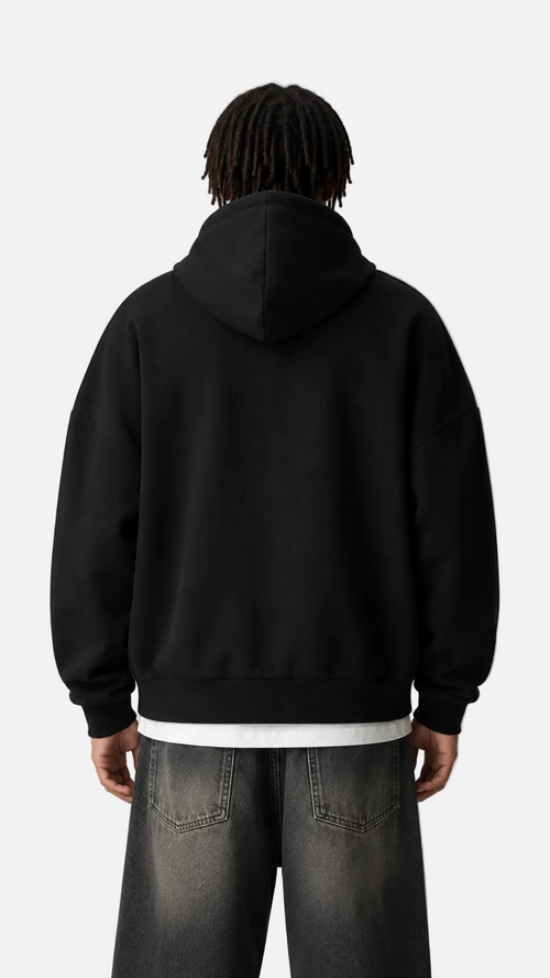 Fleeced Full-Zip Boxy Hoodie