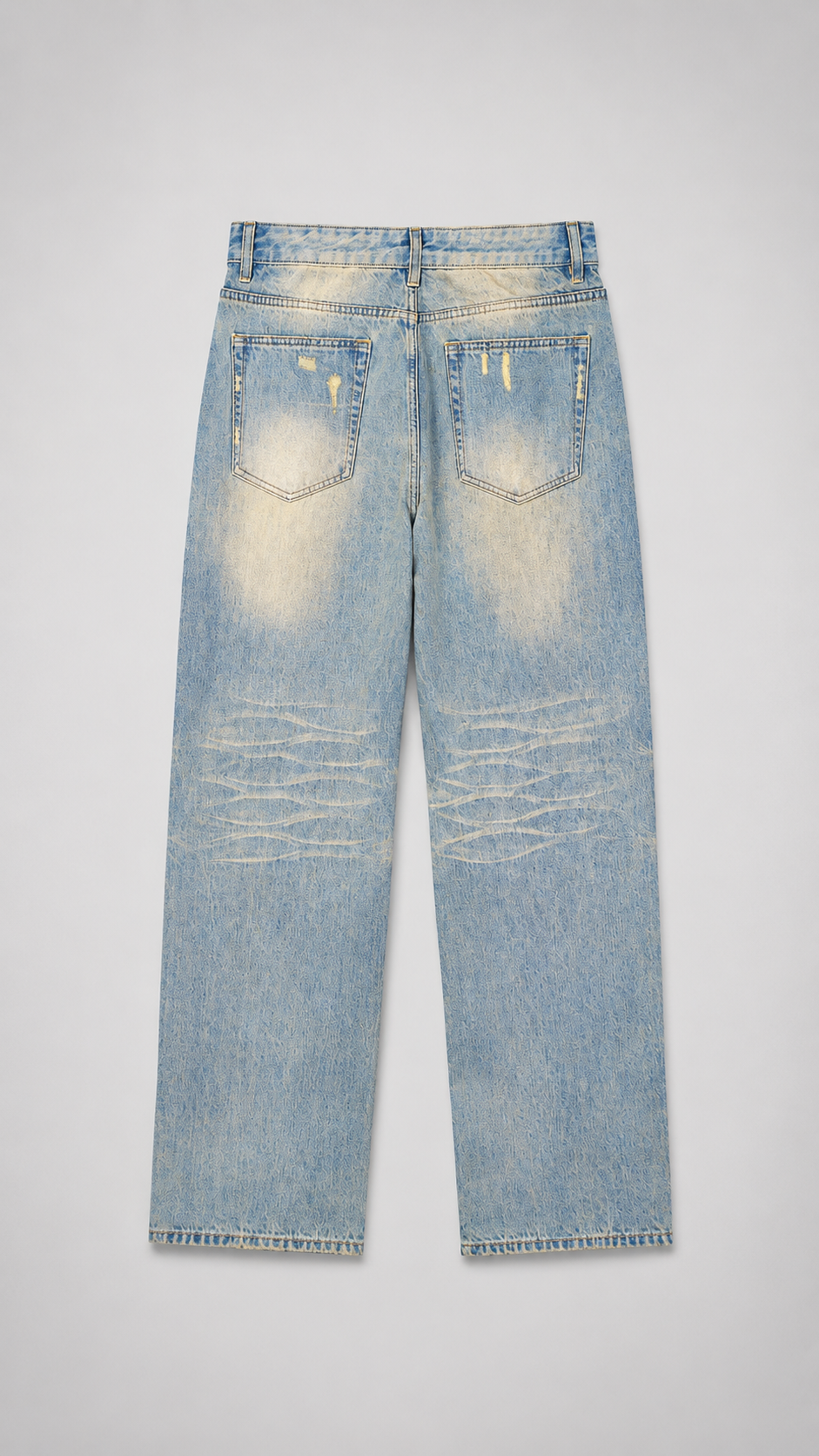 Sun Fade Raw Hem Denim Jeans