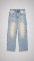 Sun Fade Raw Hem Denim Jeans