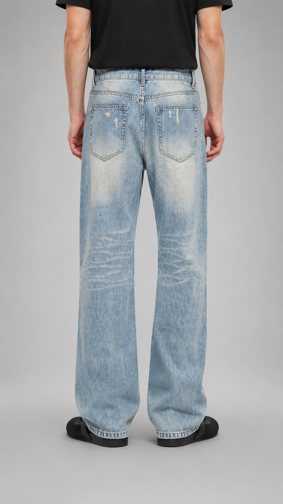 Sun Fade Raw Hem Denim Jeans