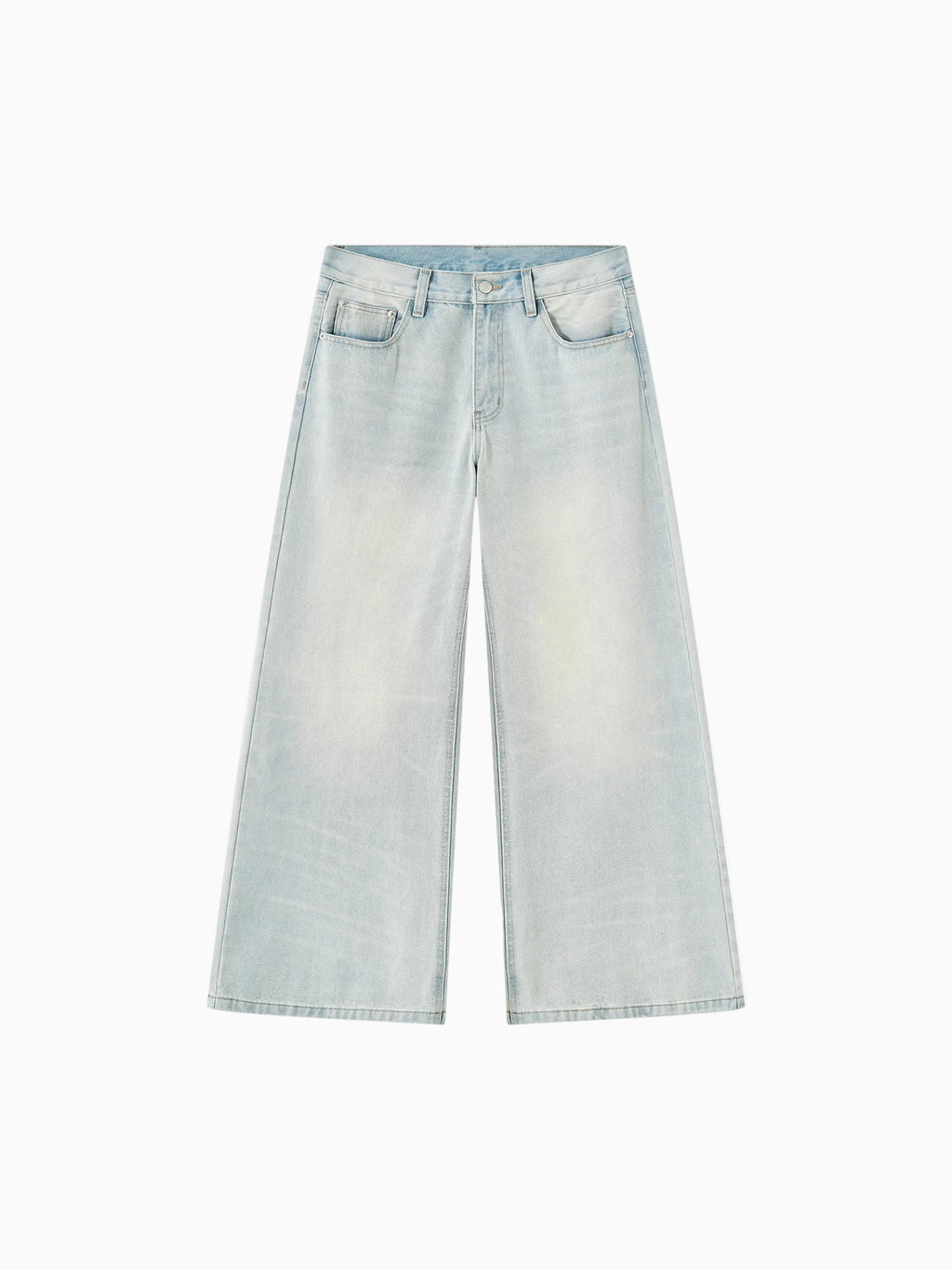 Men's Vintage Wash Wide Leg Denim Jeans 2