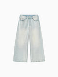 Men's Vintage Wash Wide Leg Denim Jeans 2