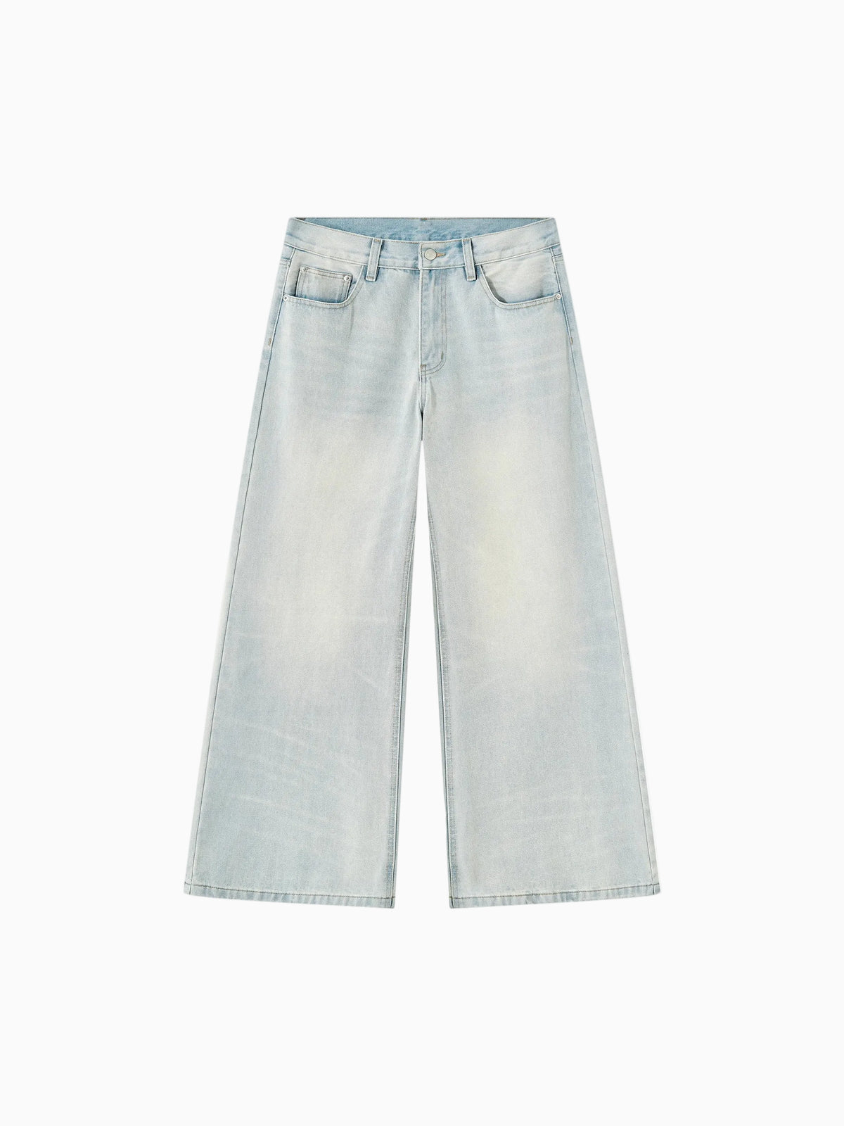 Men's Vintage Wash Wide Leg Denim Jeans 2