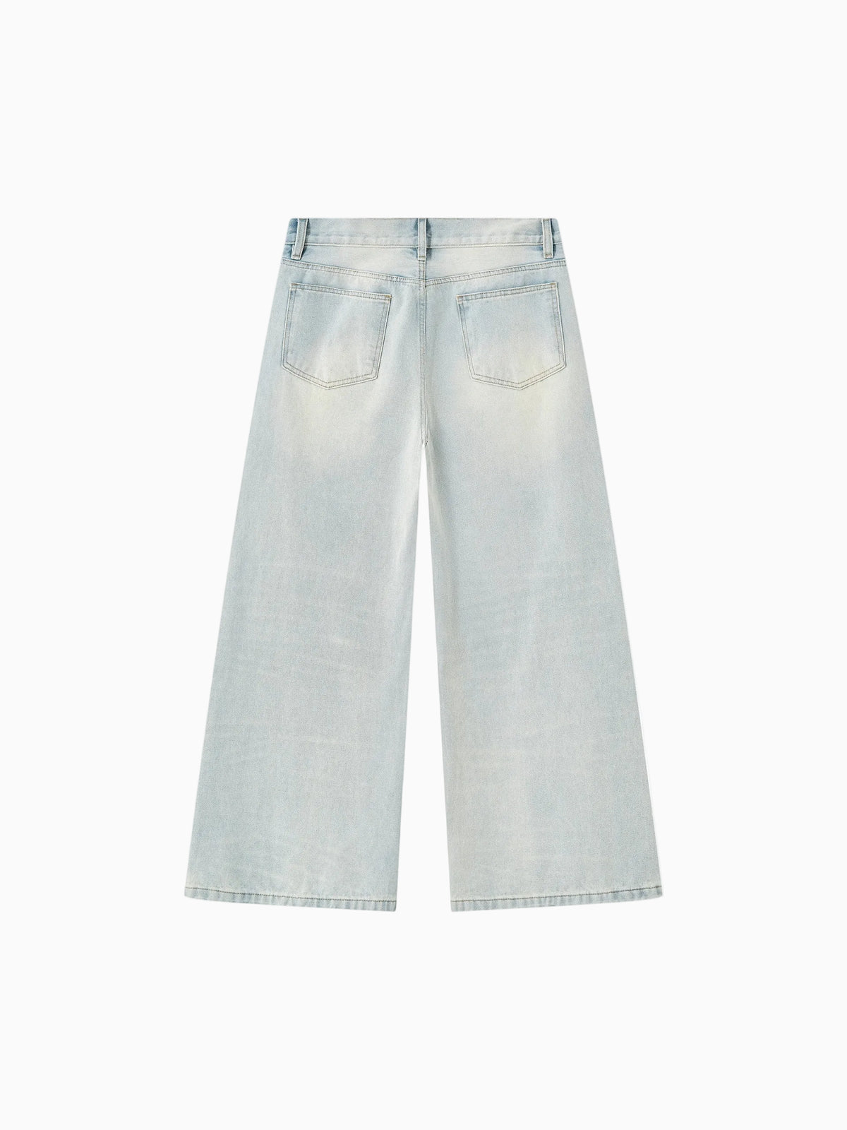 Men's Vintage Wash Wide Leg Denim Jeans 2